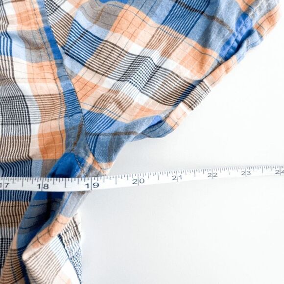 Wesc Mens Shirt Collared Short Sleeve Button Down Orange Blue Medium - Picture 5 of 7